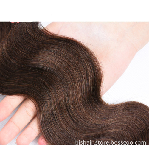 Wholesale Brown Brazilian Body Wave Hair Bundles Cheap Remy Hair Extensions 4# Color Brazilian Hair Weave Bundles For Women